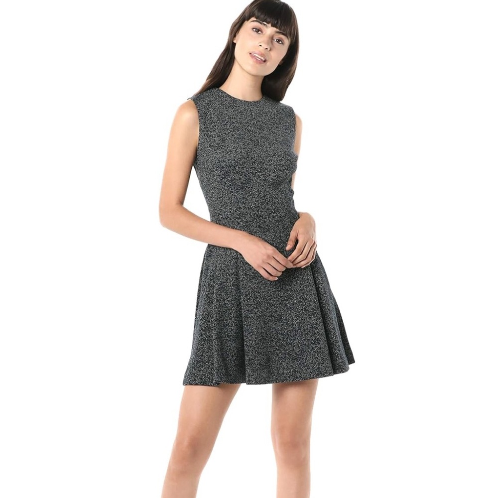 Theory Tweed Sleeveless Black Grey Dress Women’s Size 6 Cotton Blend Formal